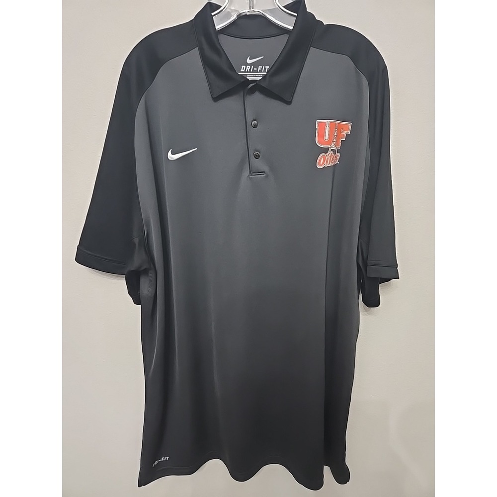 Nike Dri Fit Men's UF Oilers Black Orange Elite Coaches Polo Size XXL